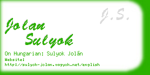 jolan sulyok business card